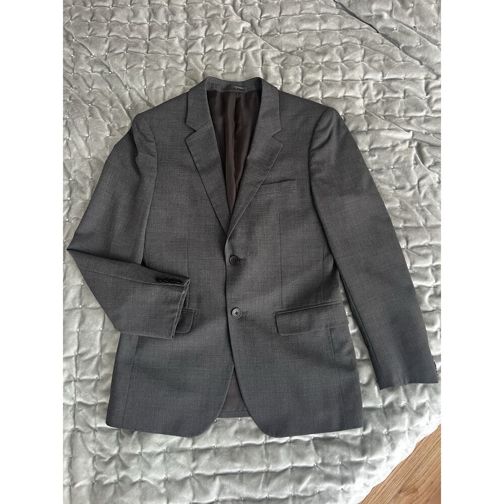Theory Wool Blazer Jacket 36 Short Gray Two Button Sport Coat